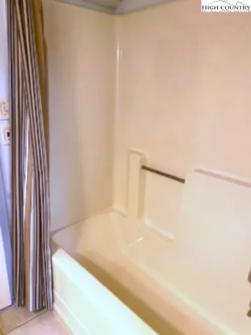 a bathroom with a bathtub