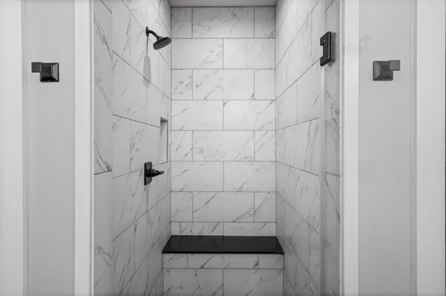 a bathroom with a shower