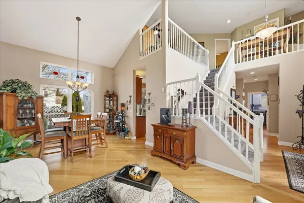 a living room with furniture