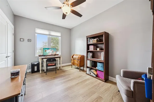 a view of a terrace with a garden