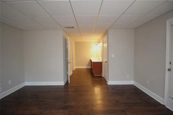 a view of an empty walk in closet
