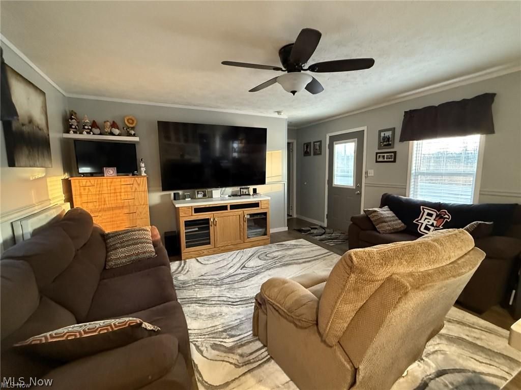 10252 Wellman Road, Unit 19 Streetsboro, OH 44241 - Photo 4 of 12 Living area with crown molding and newer ceiling fan