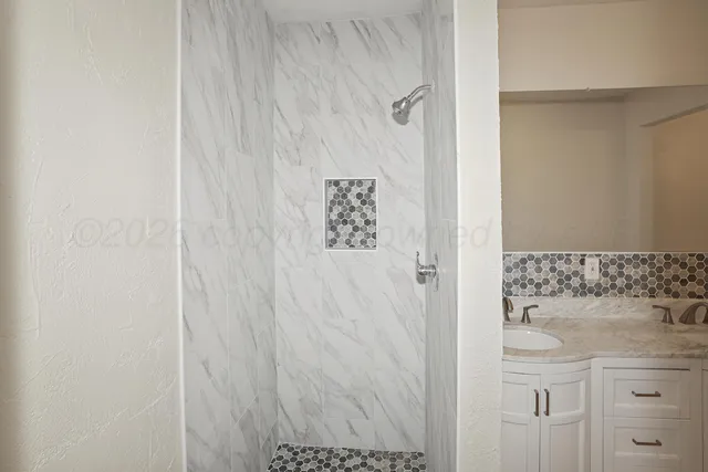 a bathroom with a shower