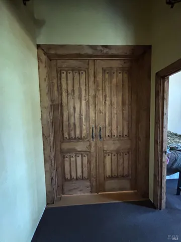 a view of wooden door