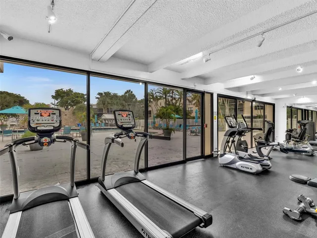 a view of a room with gym equipment