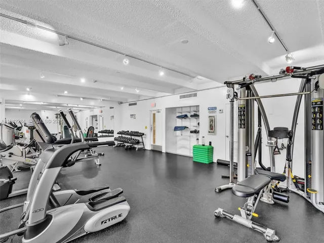 a view of a room with gym equipment