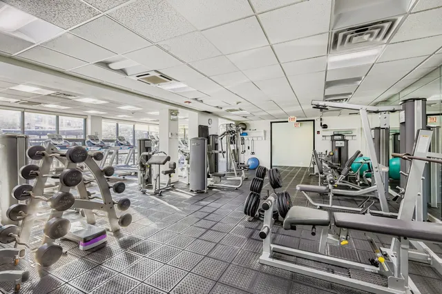 a view of a room with gym equipment