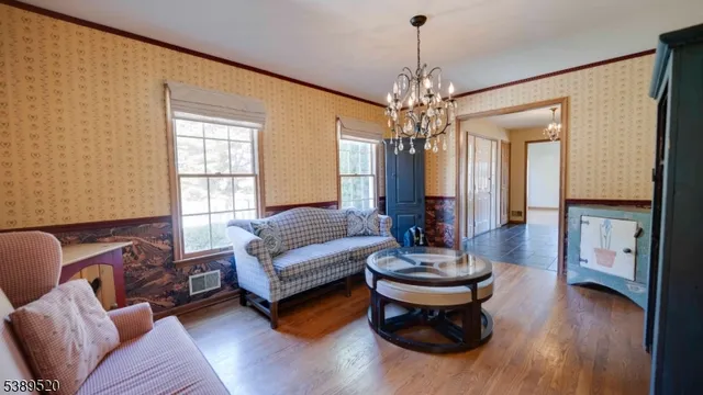 a view of a hallway with windows