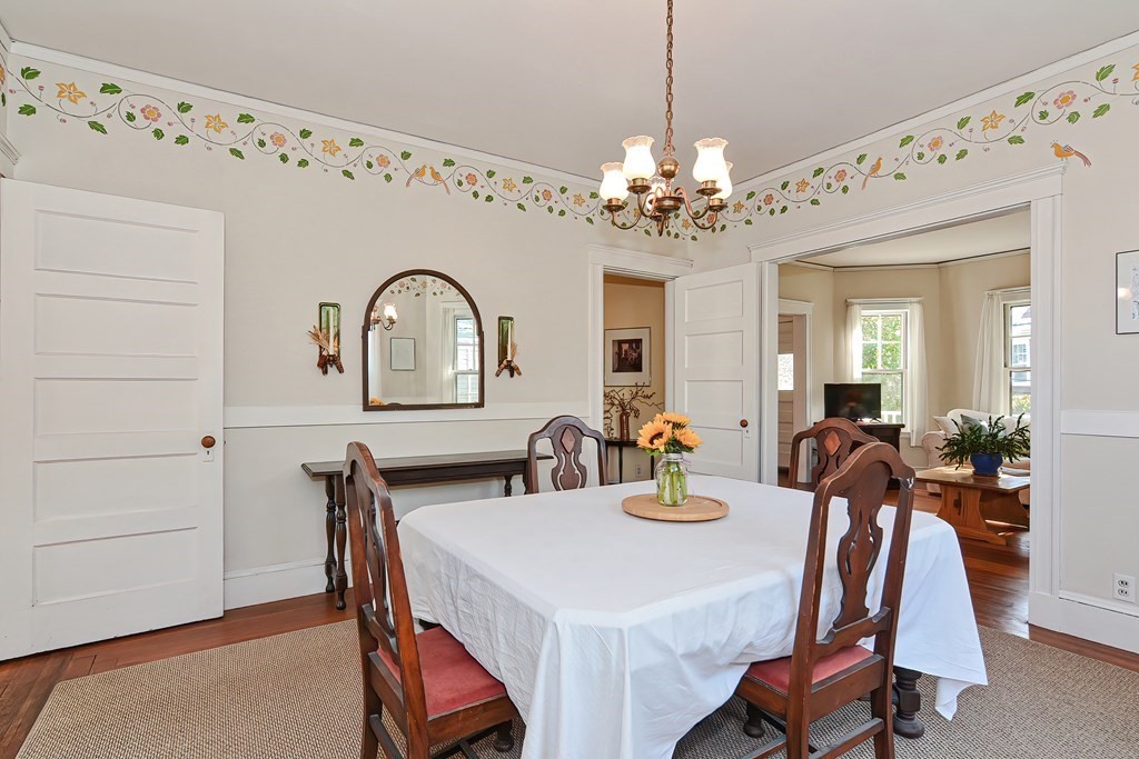 17-19 Walnut Road Somerville, MA 02145 - Photo 26 of 42 a view of a dining room with furniture and chandelier