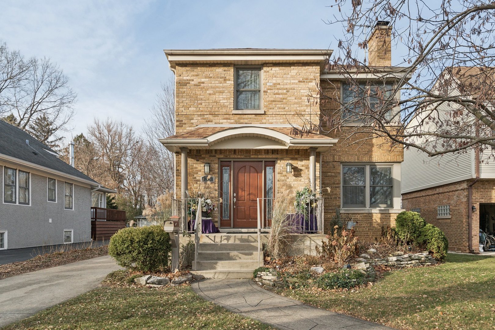 a front view of a house