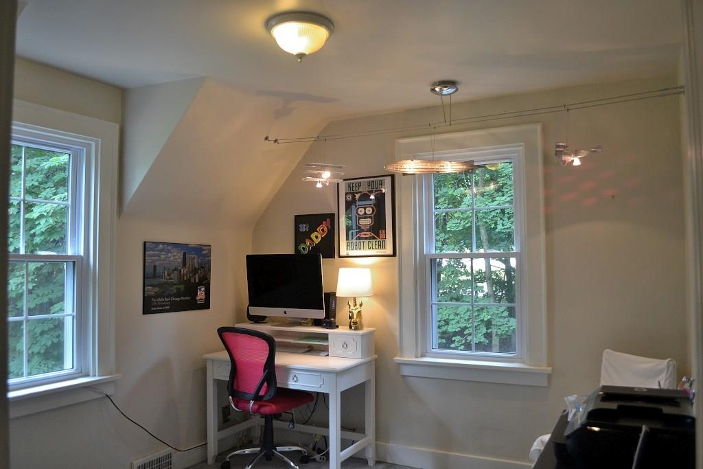 5600 Meridian Road Gibsonia, PA 15044 - Photo 19 of 25 Den (Bedroom 5) What a great place to work. It would be difficult to get work done, considering the views from these windows. This room has some cool lighting, and there is a closet on the wall to the rear of this photos. This room would be great for a nursery, a studio or a craft room, too!