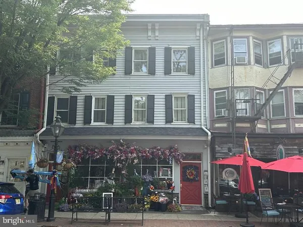 a front view of a building with street