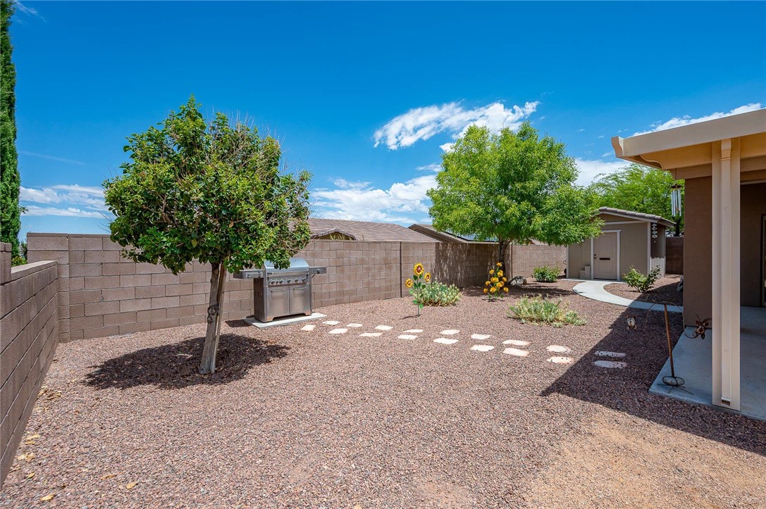 3319 Motherload Road Kingman, AZ 86401 - Photo 37 of 53 Backyard featuring mature landscaping and a shed