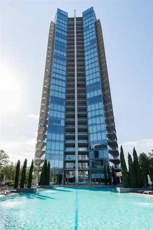 a city view with tall buildings