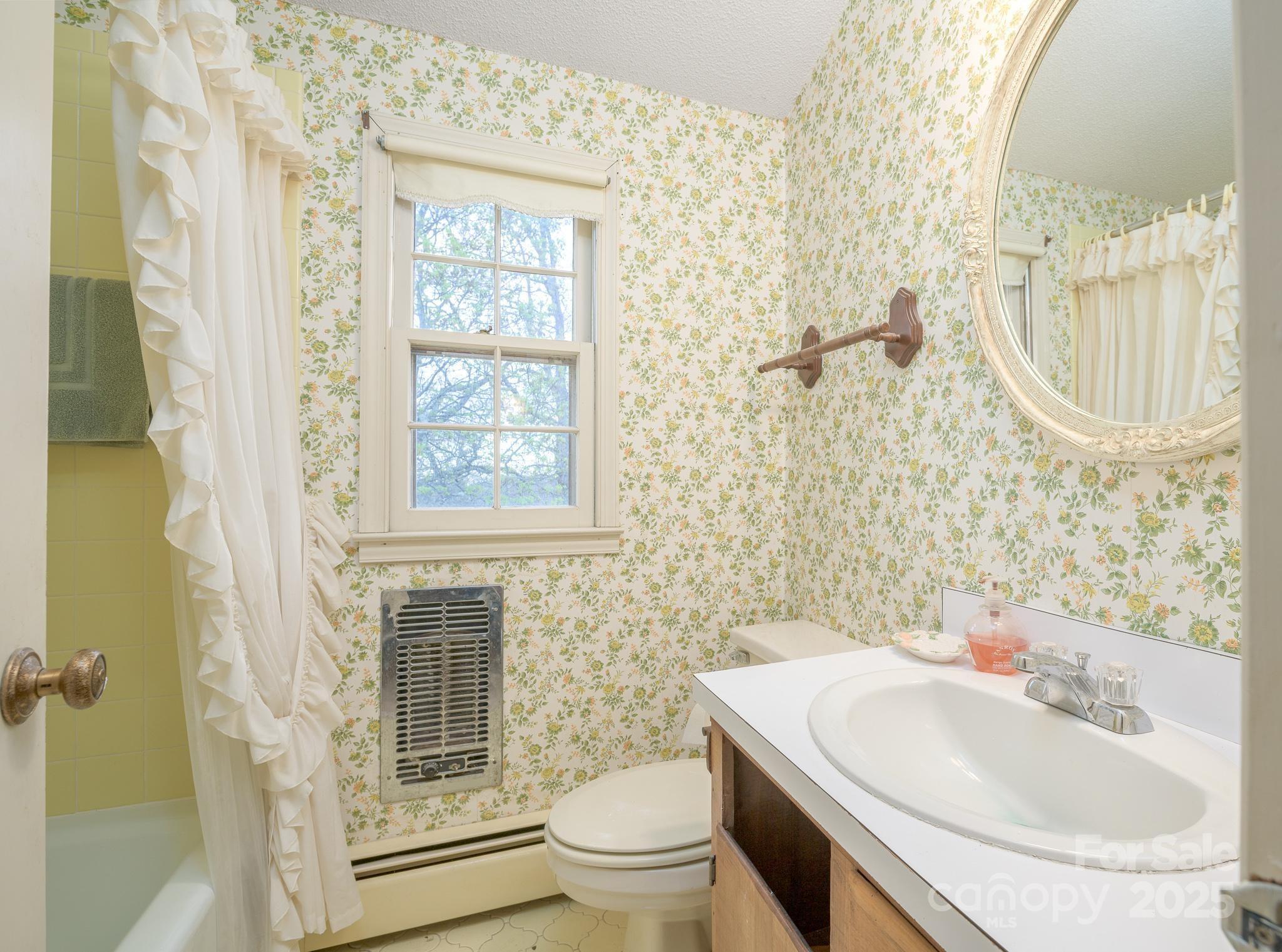 184 Buff Ridge Road Boone, NC 28607 - Photo 20 of 42 a bathroom with a sink a toilet and shower curtain