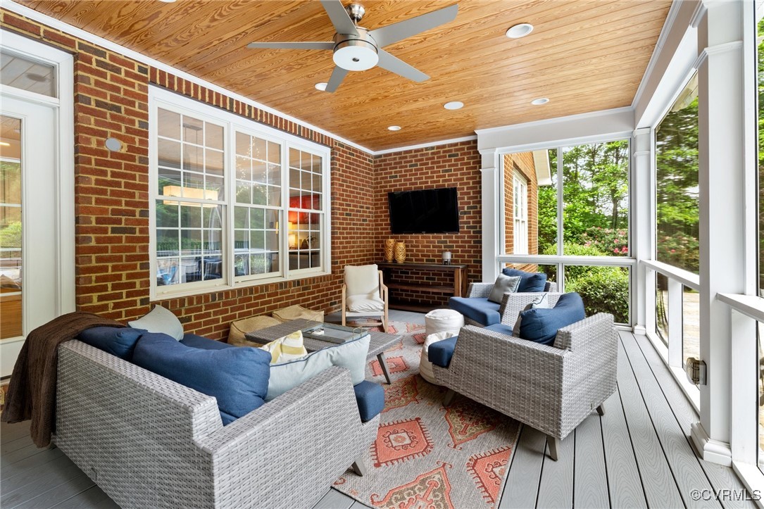 14149 Riverdowns S Drive Midlothian, VA 23113 - Photo 40 of 48 Sunroom / solarium featuring ceiling fan and an ou