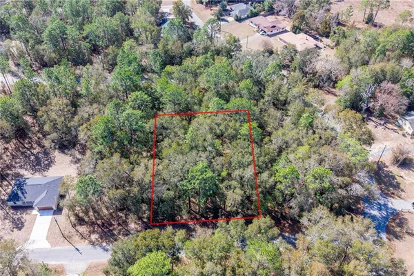 an aerial view of residential house with space and trees all around