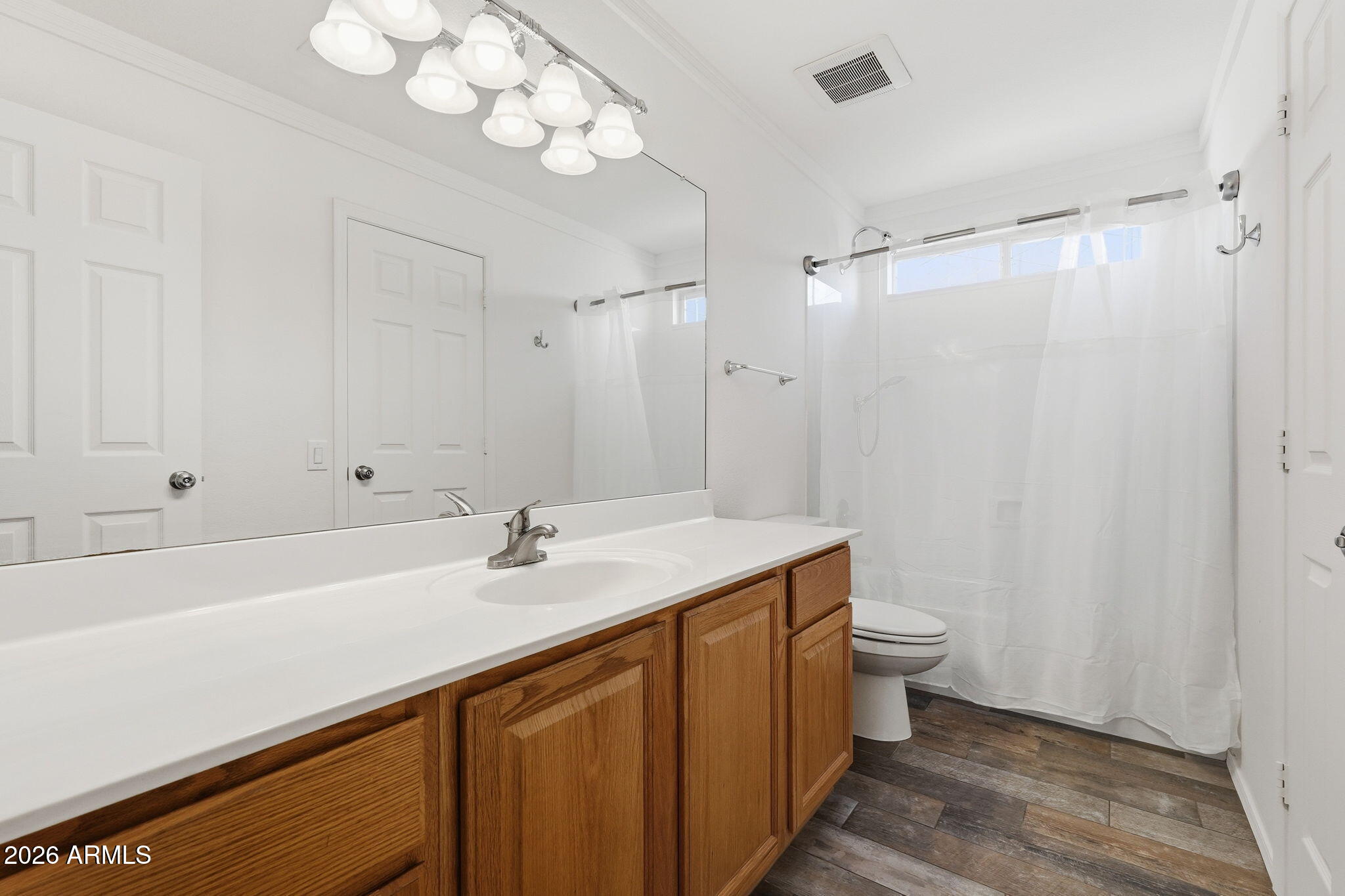 742 North Boulder Street Gilbert, AZ 85234 - Photo 5 of 22 a bathroom with a sink a toilet and a mirror