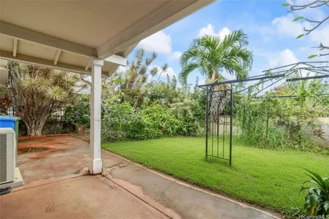 a view of a porch with a backyard
