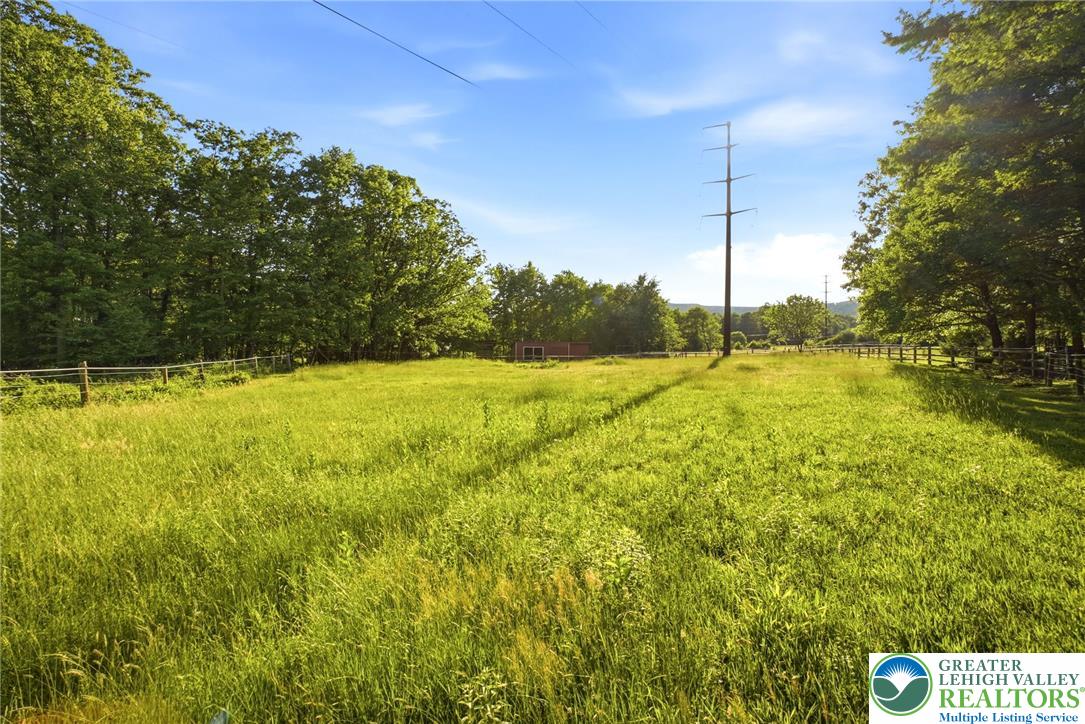 9033 Loop Road Slatington, PA 18080 - Photo 51 of 53 Green pastures stretch toward a distant tree line under a clear, open sky, offering abundant land potential.