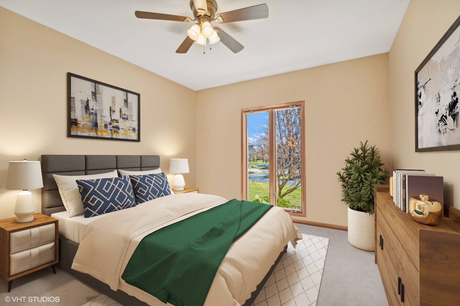 321 Ridge Lane Lake In The Hills, IL 60156 - Photo 17 of 46 a bedroom with a bed and a chandelier