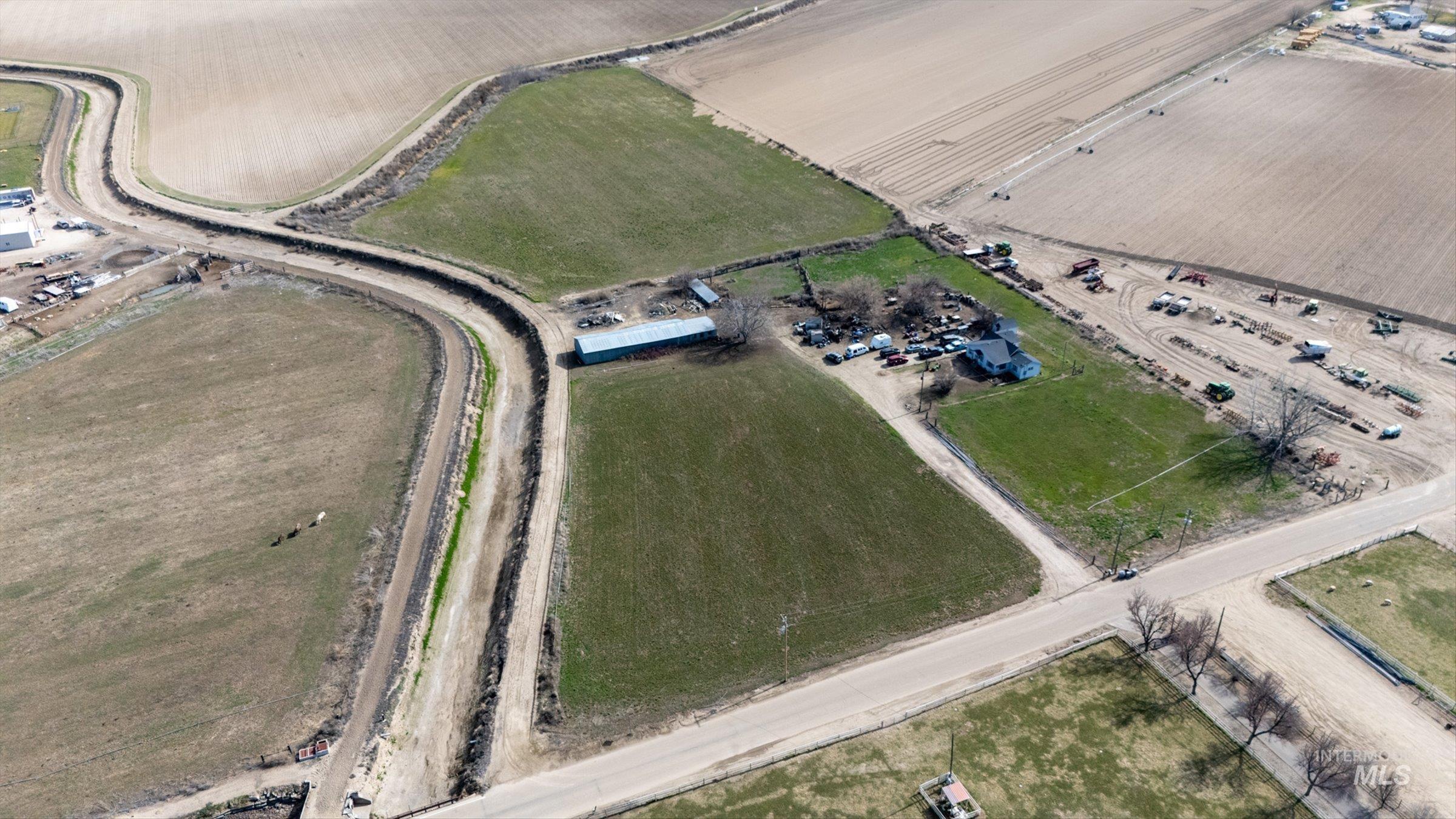 Aerial overview of property's location with rural landscape