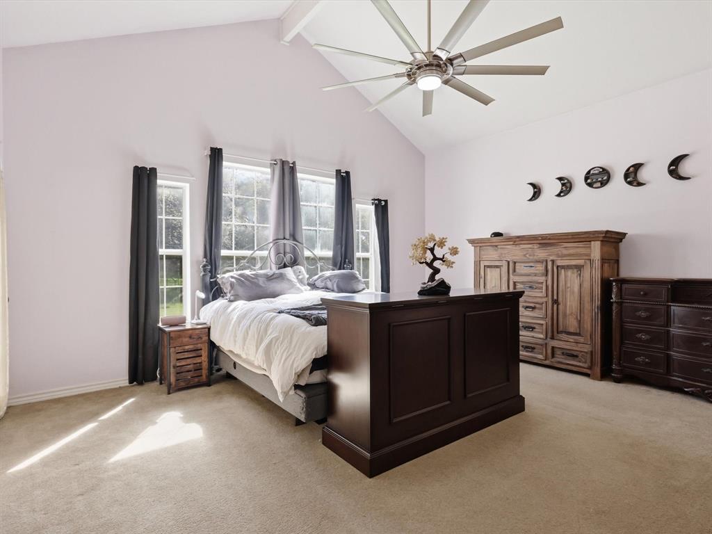 130 Parsonage Street Azle, TX 76020 - Photo 13 of 39 Bedroom featuring light carpet and ceiling fan