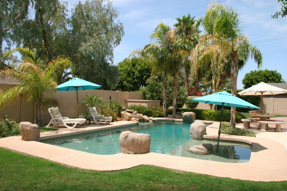 19 West Krista Way Tempe, AZ 85284 - Photo 5 of 26 Pebbletech pool with waterfall