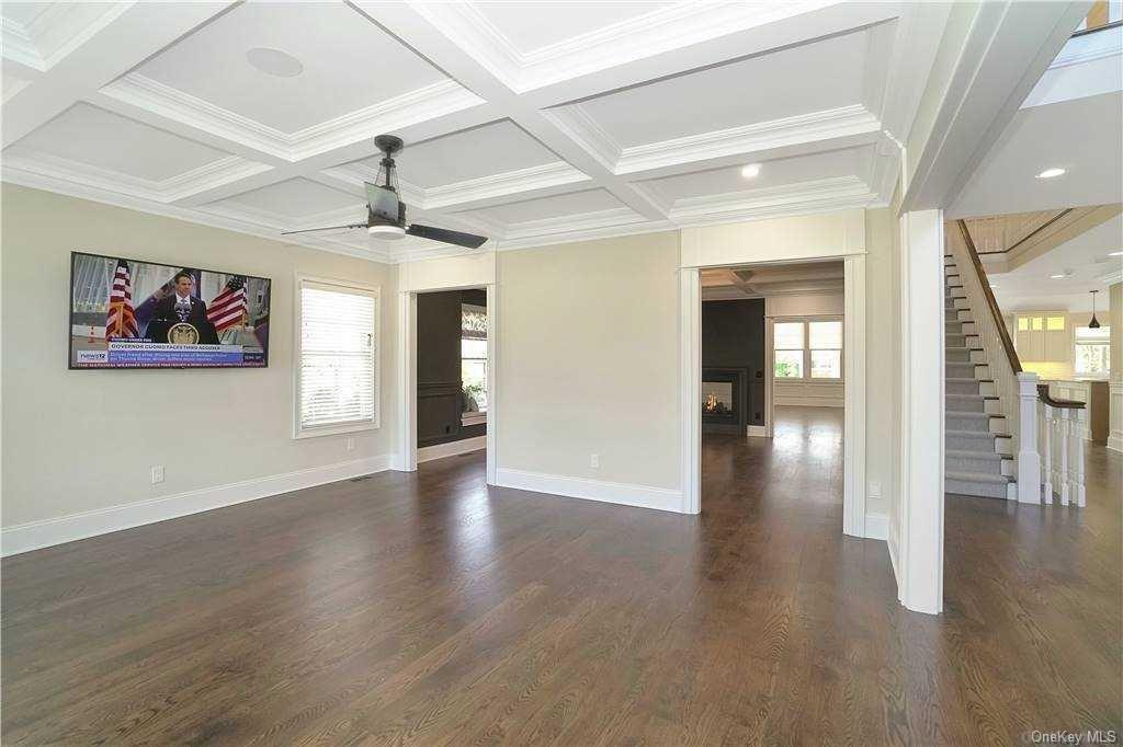 Lot 4 Wading River Road Manorville, NY 11949 - Photo 17 of 28 Unfurnished room featuring beam ceiling, crown molding, ceiling fan, and coffered ceiling. FOR MARKETING PURPOSES ONLY!