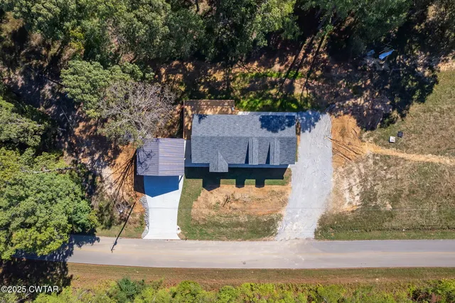 an aerial view of a house