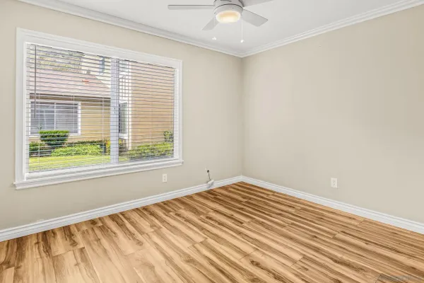 a view of a room with a window