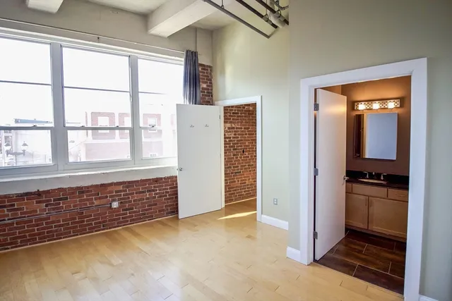 a view of front door with a bedroom