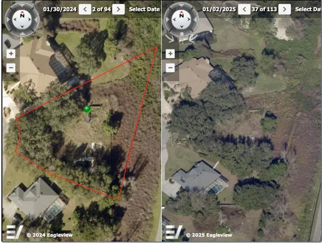 an aerial view of a house with outdoor space