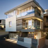 a front view of a building with balcony