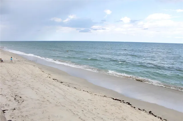 a view of an ocean and a yard