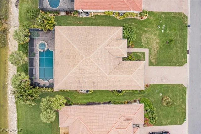 an aerial view of a house