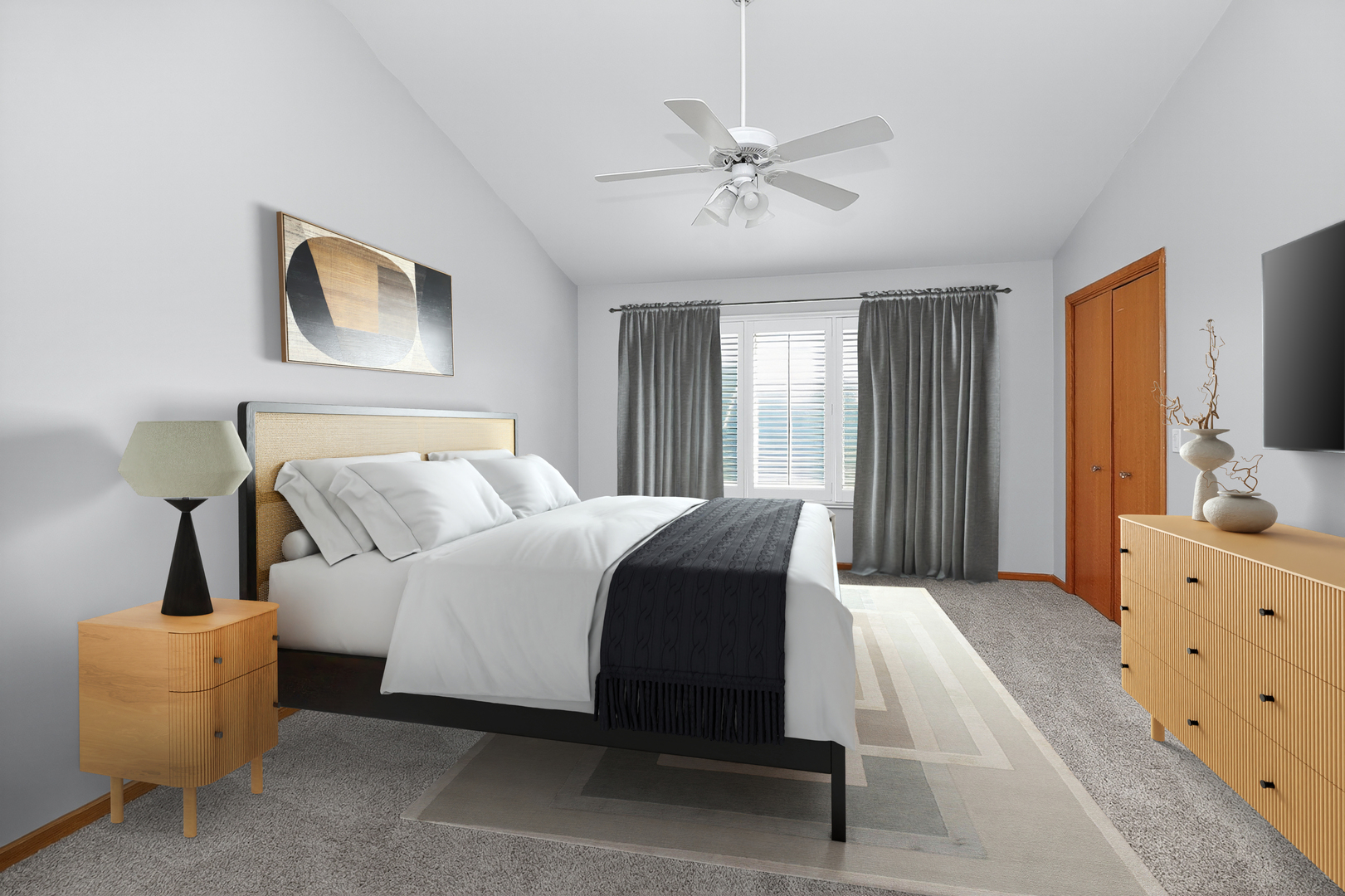 110 Harper Lane Lemont, IL 60439 - Photo 14 of 29 a spacious bedroom with a bed and a chandelier