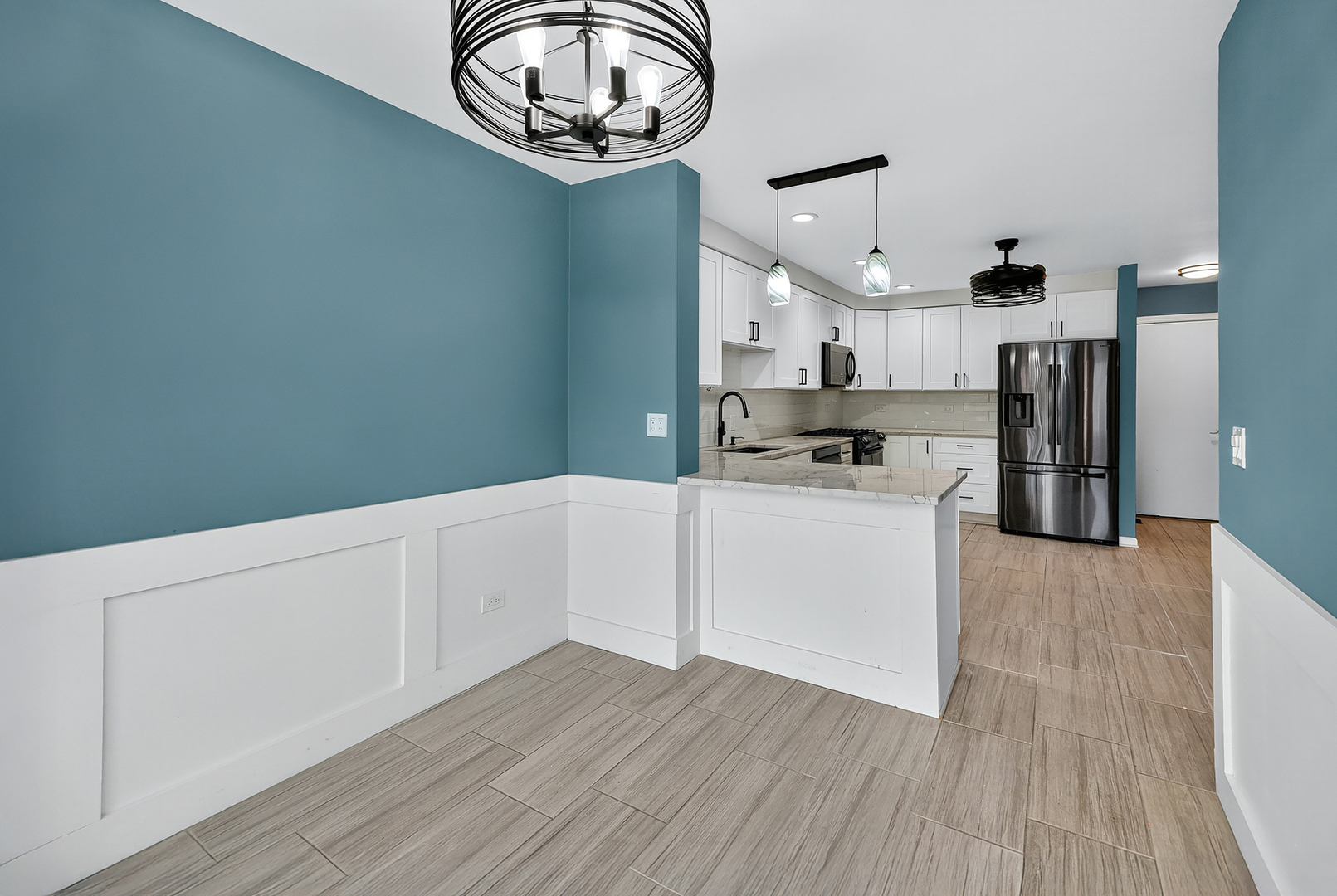 110 Harper Lane Lemont, IL 60439 - Photo 8 of 29 a kitchen with a refrigerator and cabinets