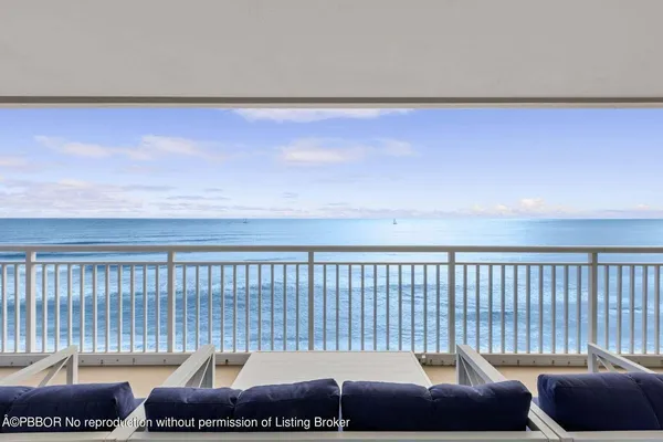 a balcony with a couch