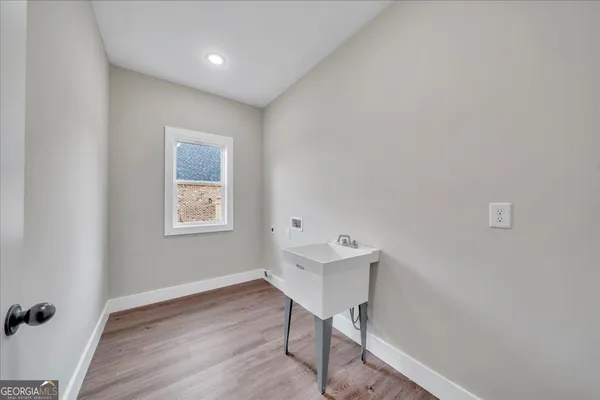 a workspace with furniture and a window