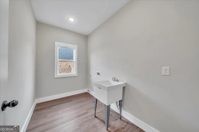 a workspace with furniture and a window