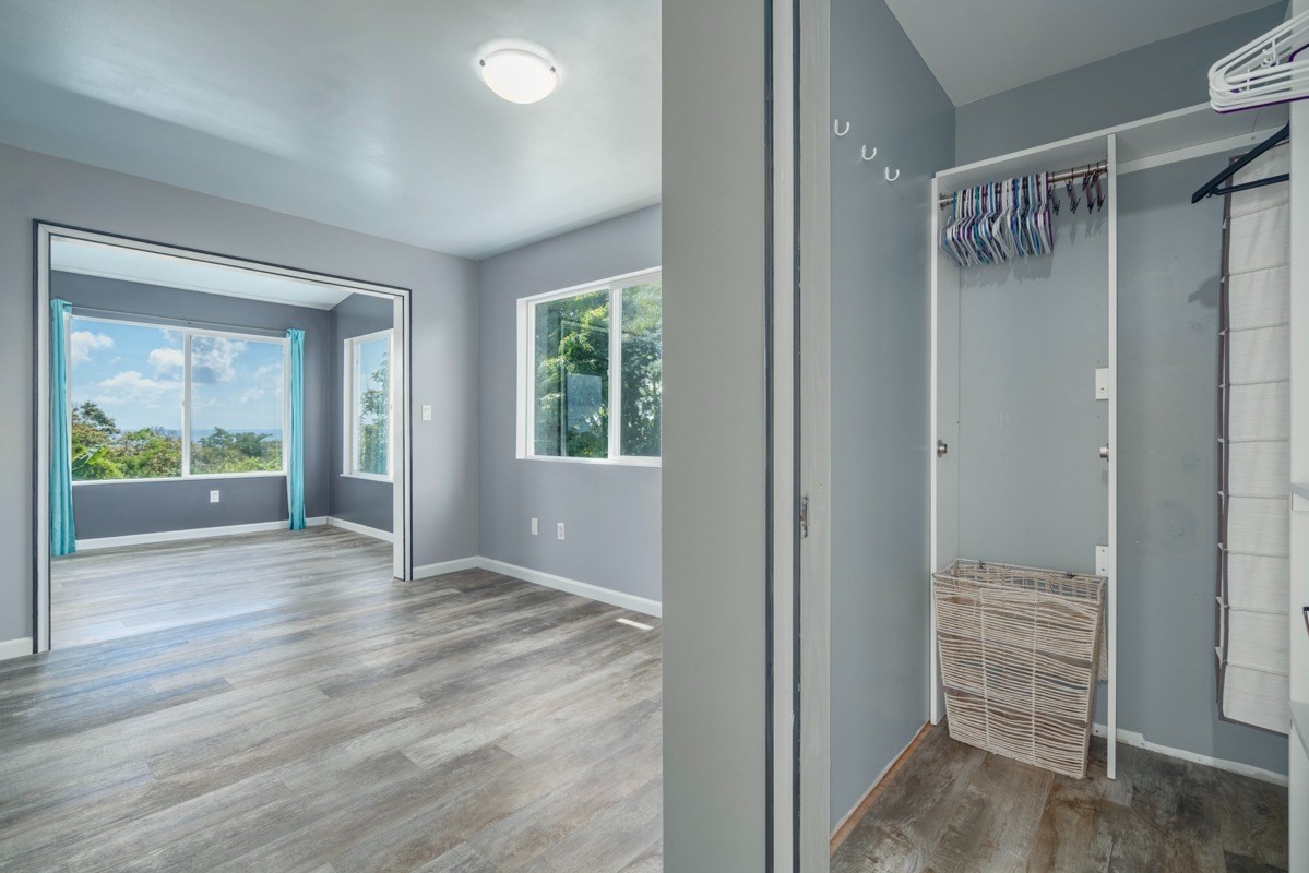 27-571 Kalaoa Camp Road Papaikou, HI 96781 - Photo 21 of 29 a view of empty room with wooden floor and fan
