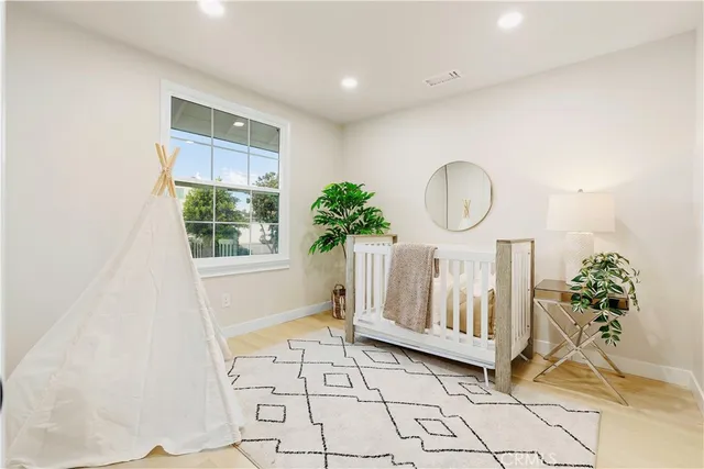 a chair and table in a room