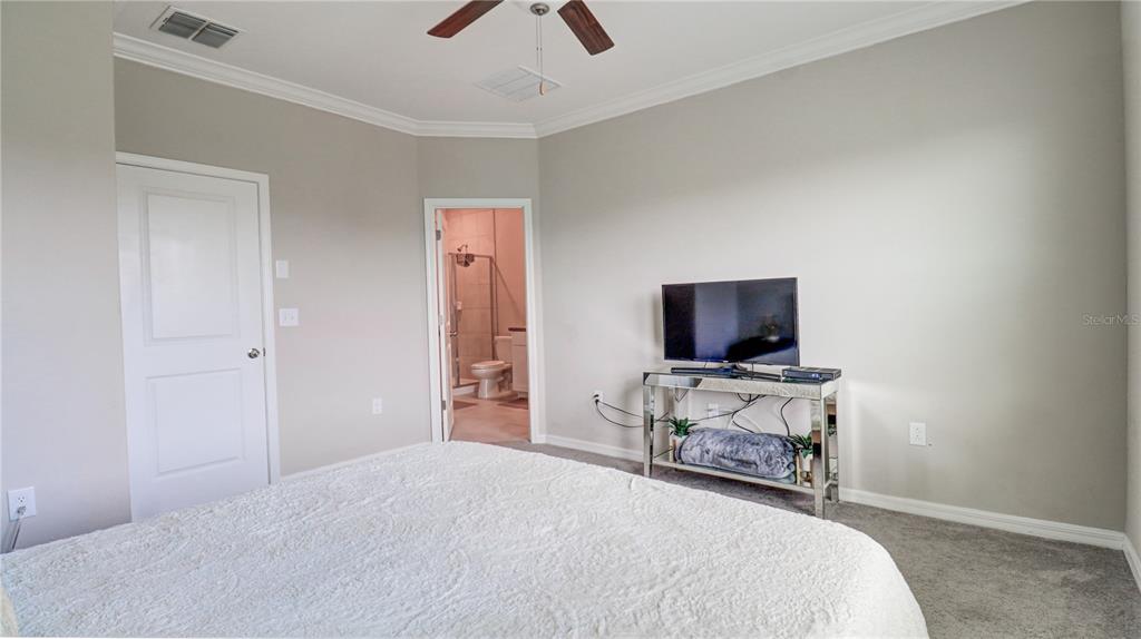 31632 Blue Passing Loop Wesley Chapel, FL 33545 - Photo 27 of 48 a bedroom with a bed and a flat screen tv