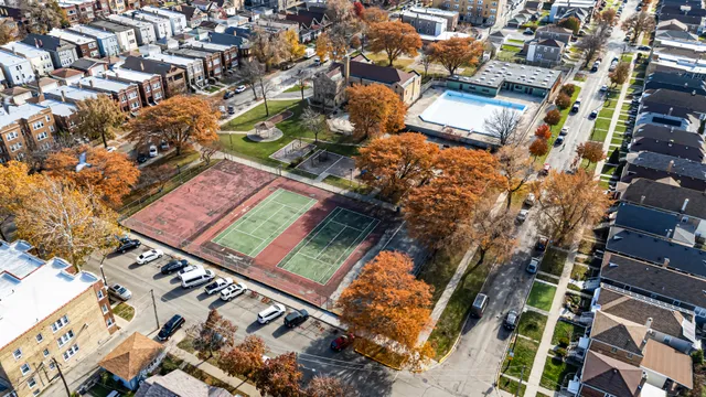 an aerial view of a city