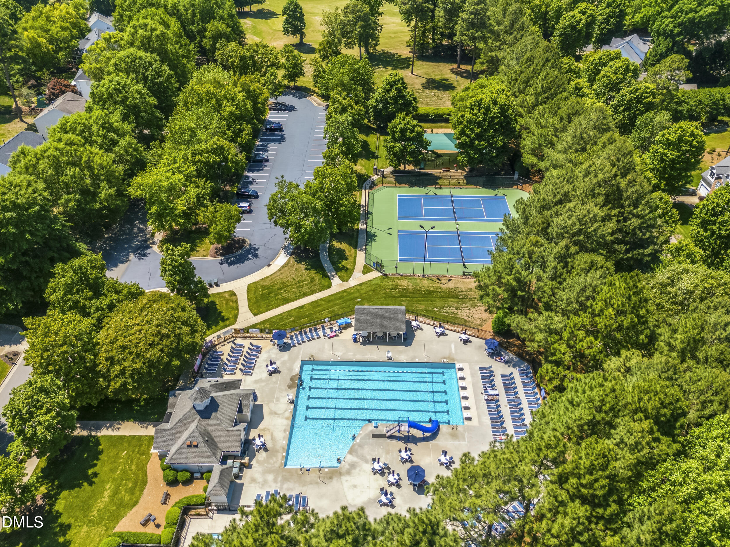 112 Ryder Cup Circle Raleigh, NC 27603 - Photo 40 of 45 an aerial view of a house with a yard and swimming pool