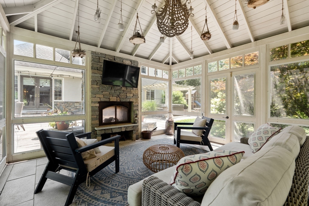 114 Fox Run Road Bolton, MA 01740 - Photo 33 of 37 a living room with furniture a fireplace and a flat screen tv