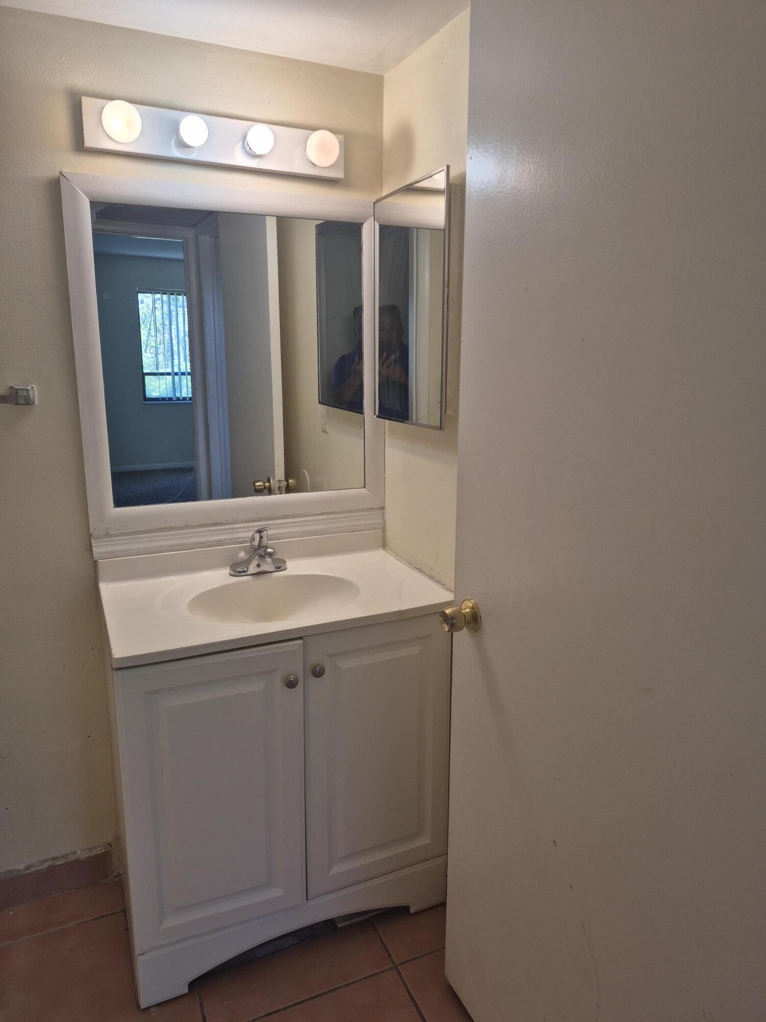 2050 North Congress Avenue, Unit 407 West Palm Beach, FL 33401 - Photo 9 of 16 a bathroom with a sink and mirror