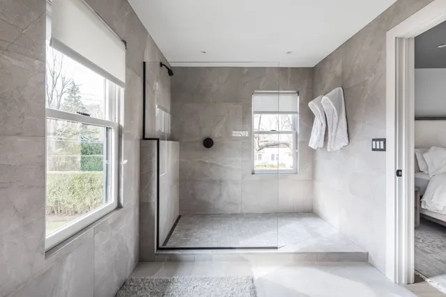 a bathroom with a shower