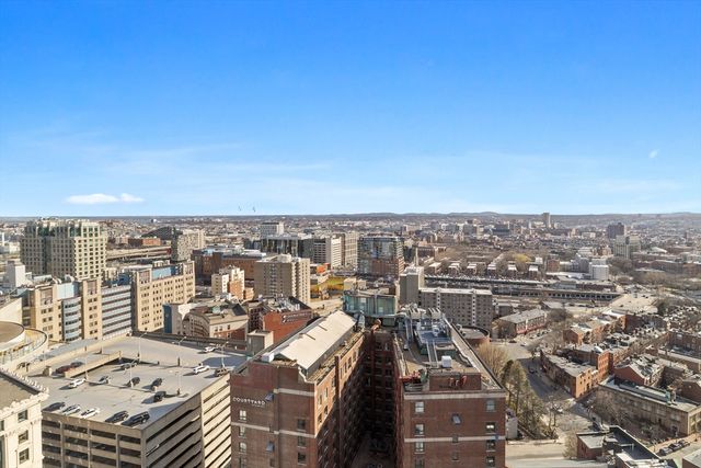 an aerial view of a city